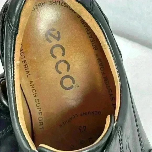 ECCO Seattle Men\'s Tie Dress Shoe Size 9.5-10 (EU 43) Genuine Leather Black
